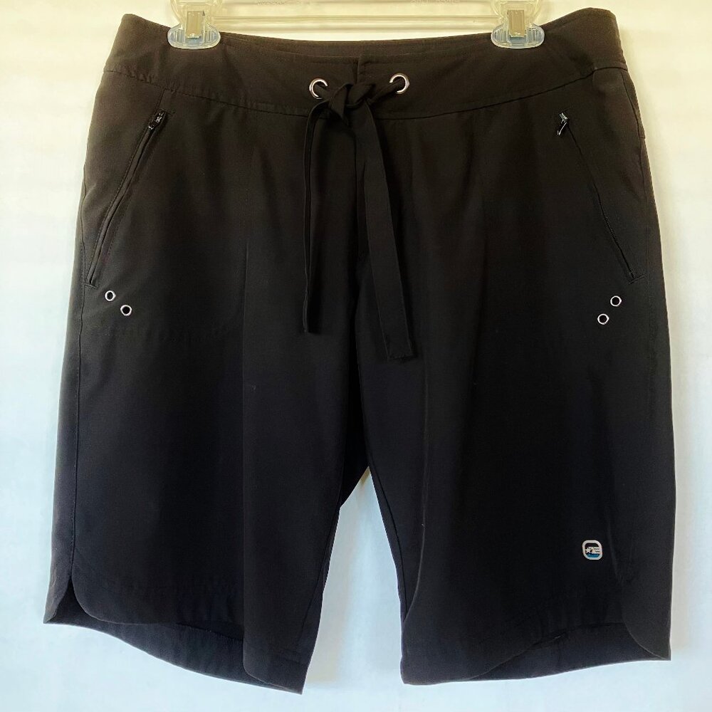Free Country Shorts Black Stretch Womens Bermuda Active Wear Poly Blend Size M